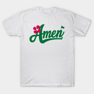 Amen Master Golf Tournament Golfing Girl Pink Flower T-Shirt